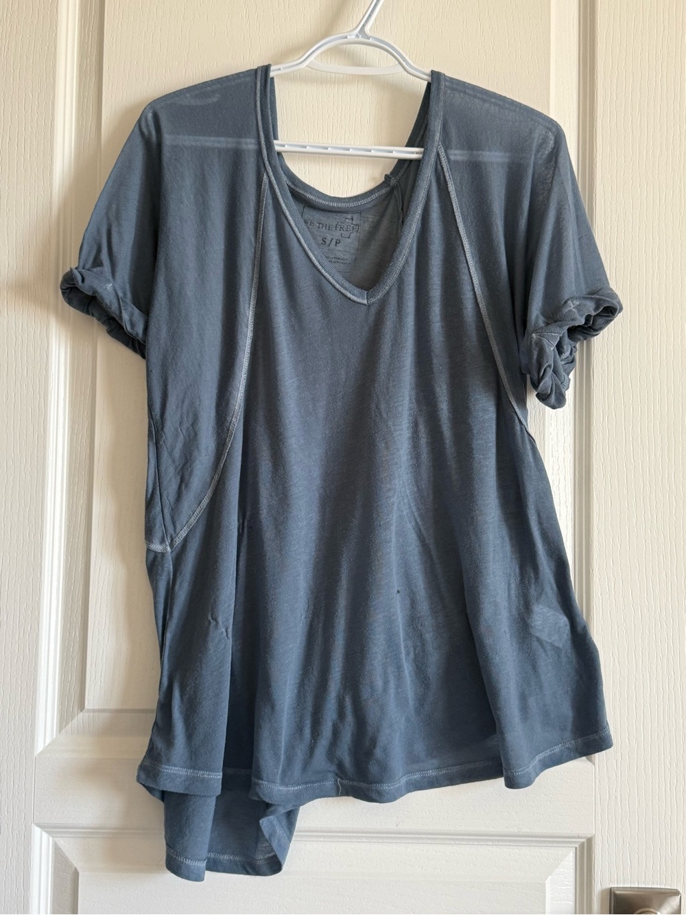 We The Free Short-Sleeve V-Neck Tee in Slate Blue